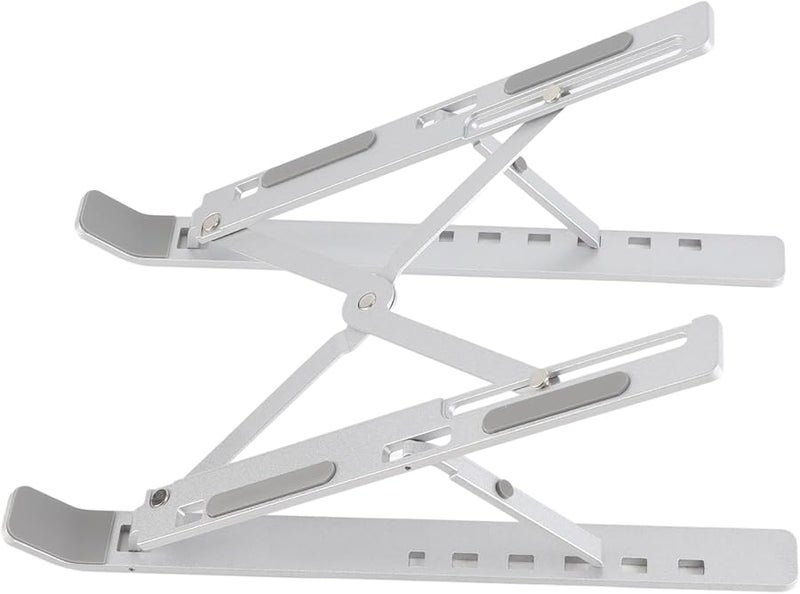 Silver Foldable Aluminum Laptop Stand Portable Adjustable Computer Riser with Cooling Ventilation - Image 4